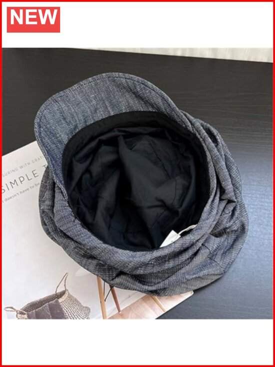 Slouchy Pleated Newsboy Hat Cotton Cabbie Cap Lightweight Adjustable Unisex